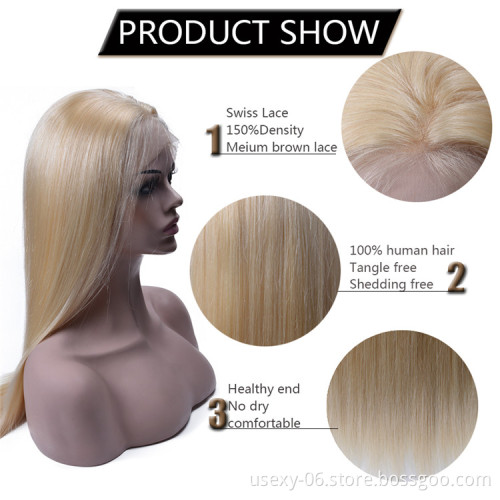 32 34 36 38 Inch Human Hair Virgin Wigs Blonde 613 HD Lace Front Vendors Brazilian Lace Front Human Hair Wigs For Black Women